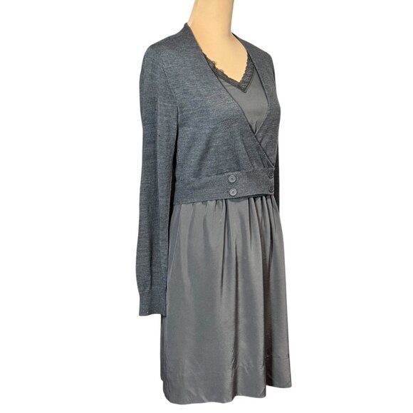 Vintage Babydoll Dress Sz.M Gray  Office Siren Career Work Twee Minimalist - Picture 13 of 13